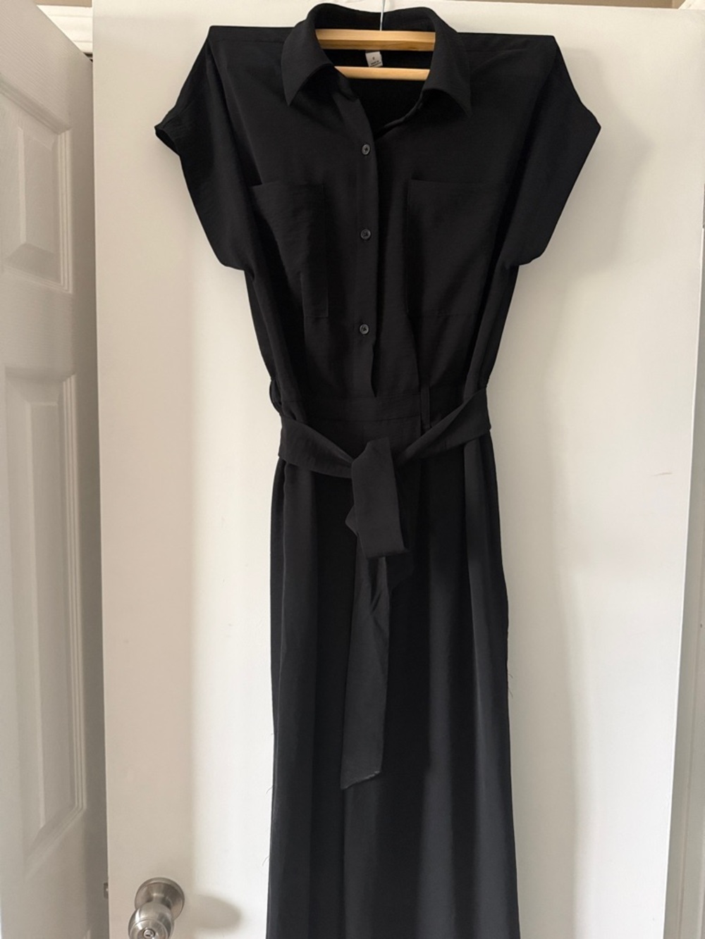 Black button front Jumpsuit